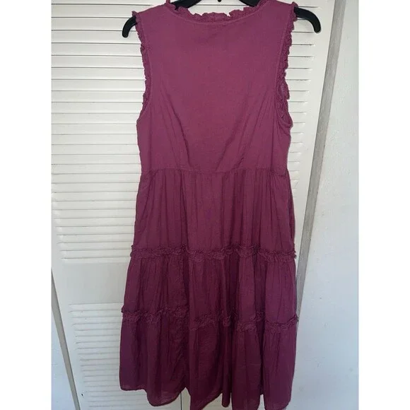 Sundance Tiered Midi Dress Womens XS Raspberry Pink Easy Beauty boho casual - Picture 8 of 8